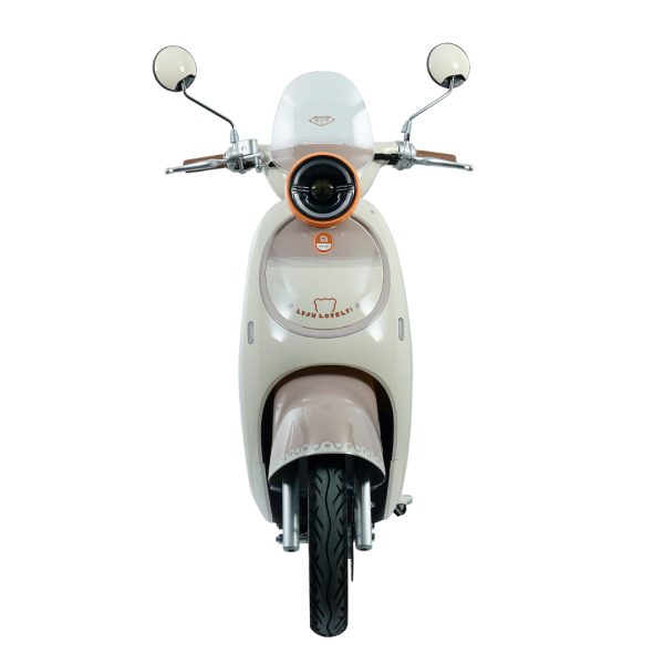 An electric scooter designed for urban commuting, featuring a sleek white body, digital display, and comfortable handlebars, ideal for eco-conscious travelers.