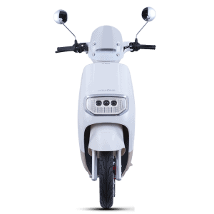 High-quality white electric scooter with modern design and advanced features for urban commuting. Perfect for eco-friendly transportation and smart mobility solutions.