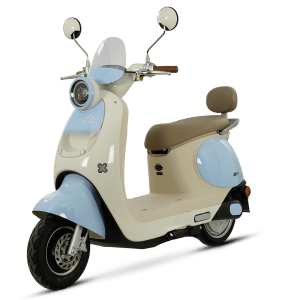 Vintage-style electric scooter ideal for city travel and eco-friendly transportation.