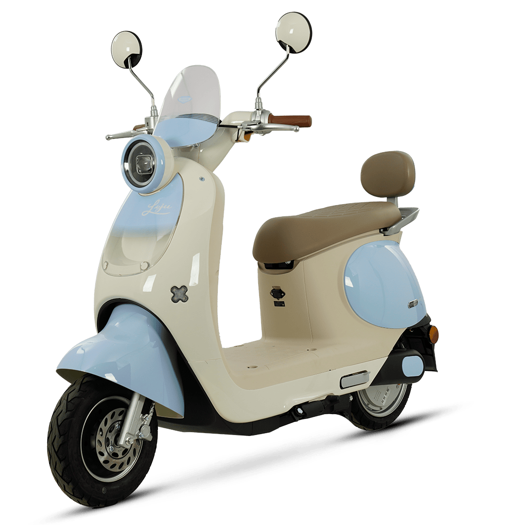 Vintage-style electric scooter ideal for city travel and eco-friendly transportation.