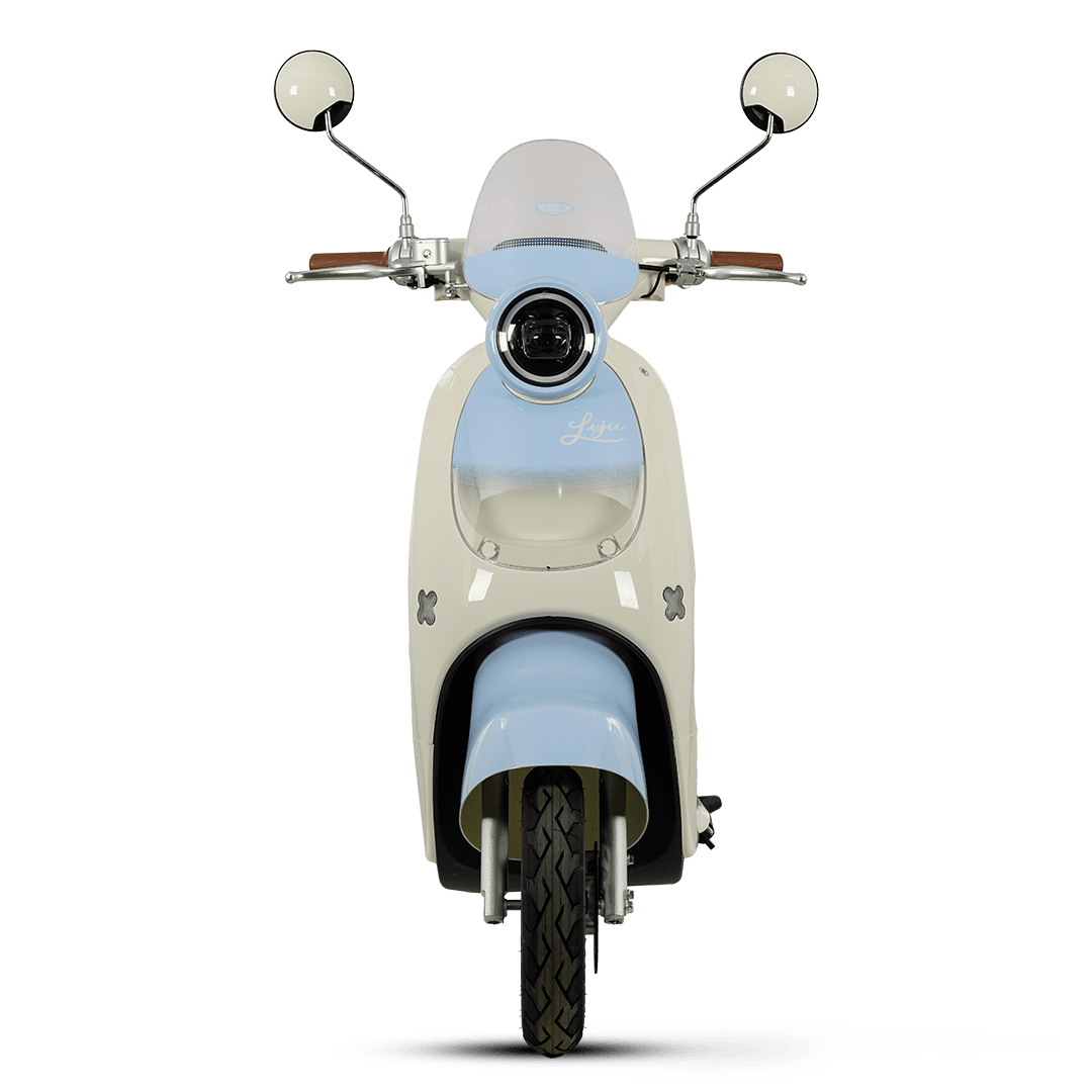 A modern, stylish electric scooter with a sleek design, featuring a comfortable seat, handlebars, and a front headlight, ideal for urban commuting and eco-friendly transportation.