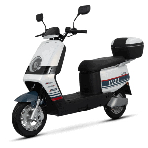 Electric scooter with modern design, ideal for city travel and eco-friendly transportation. Features a comfortable seat, storage compartment, and easy-to-use controls for efficient commuting.