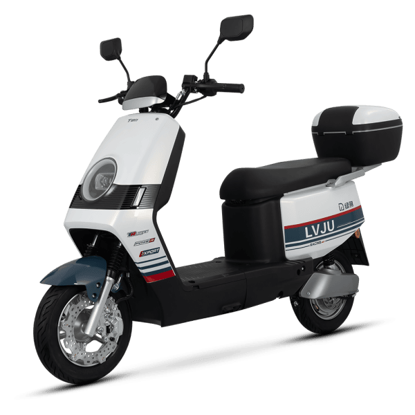 Electric scooter with modern design, ideal for city travel and eco-friendly transportation. Features a comfortable seat, storage compartment, and easy-to-use controls for efficient commuting.