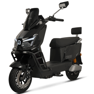 Electric scooter with modern design, suitable for city travel and delivery applications, featuring advanced battery technology and smart connectivity for efficient transportation.