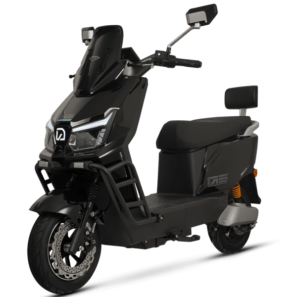 Electric scooter with modern design, suitable for city travel and delivery applications, featuring advanced battery technology and smart connectivity for efficient transportation.