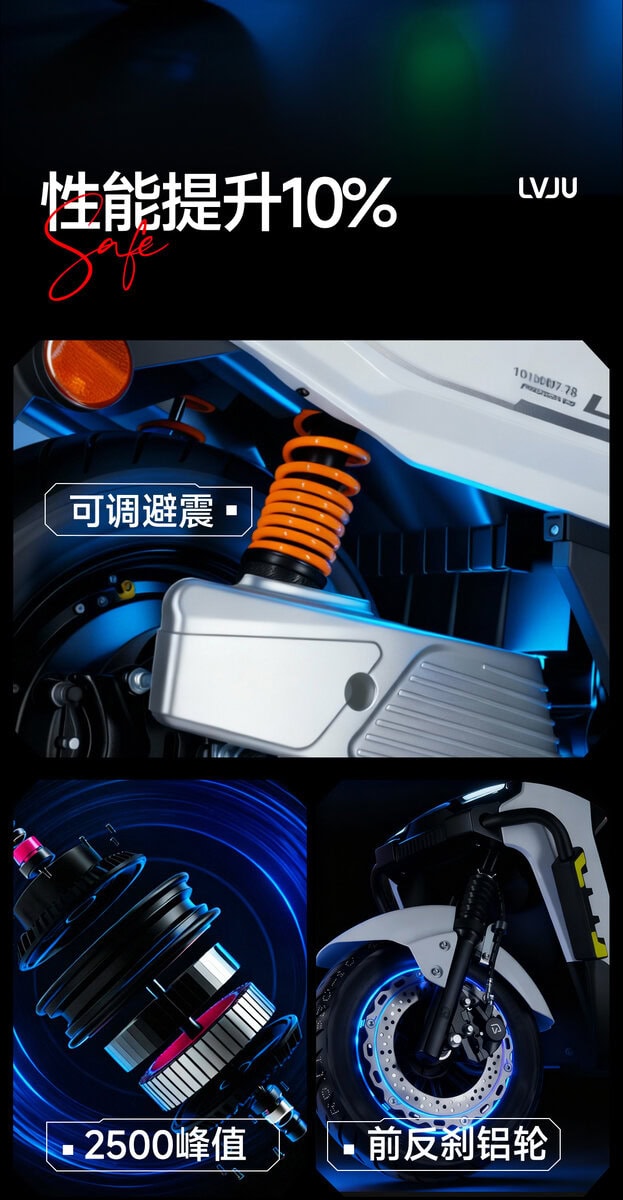 High-quality motorcycle suspension with adjustable shock absorber for smooth ride.