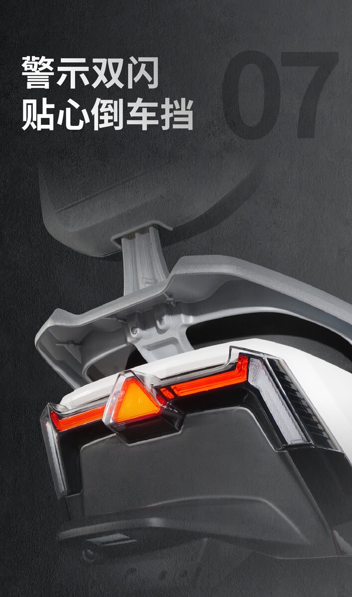 Close-up of the X-MAX motorcycle warning system with dual flashing lights and alert indicators, designed to enhance rider safety and prevent accidents.