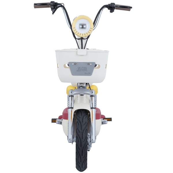 An electric bicycle featuring a front basket, ergonomic handlebars, and a digital display for easy riding and navigation. Perfect for urban commuting and eco-friendly transportation.