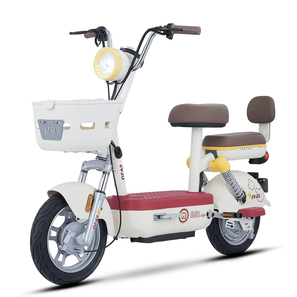 Electric kids' bike with safety lights, cushioned seat, and sturdy frame for safe riding and fun outdoor activity. Perfect for young children learning to ride.