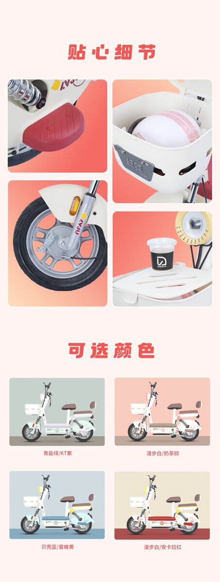 Electric scooter accessories and customizable color options for Lefei scooters.