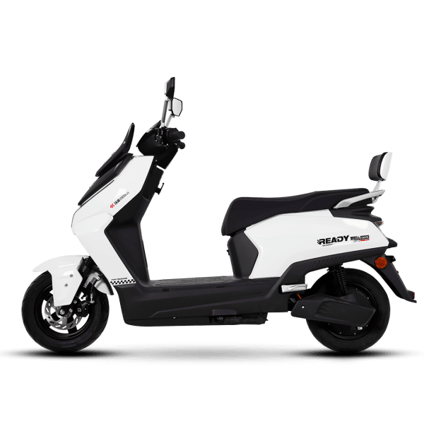 Electric scooter with modern design, ideal for city commuting and delivery services, featuring a comfortable seat, durable build, and efficient battery for extended range.