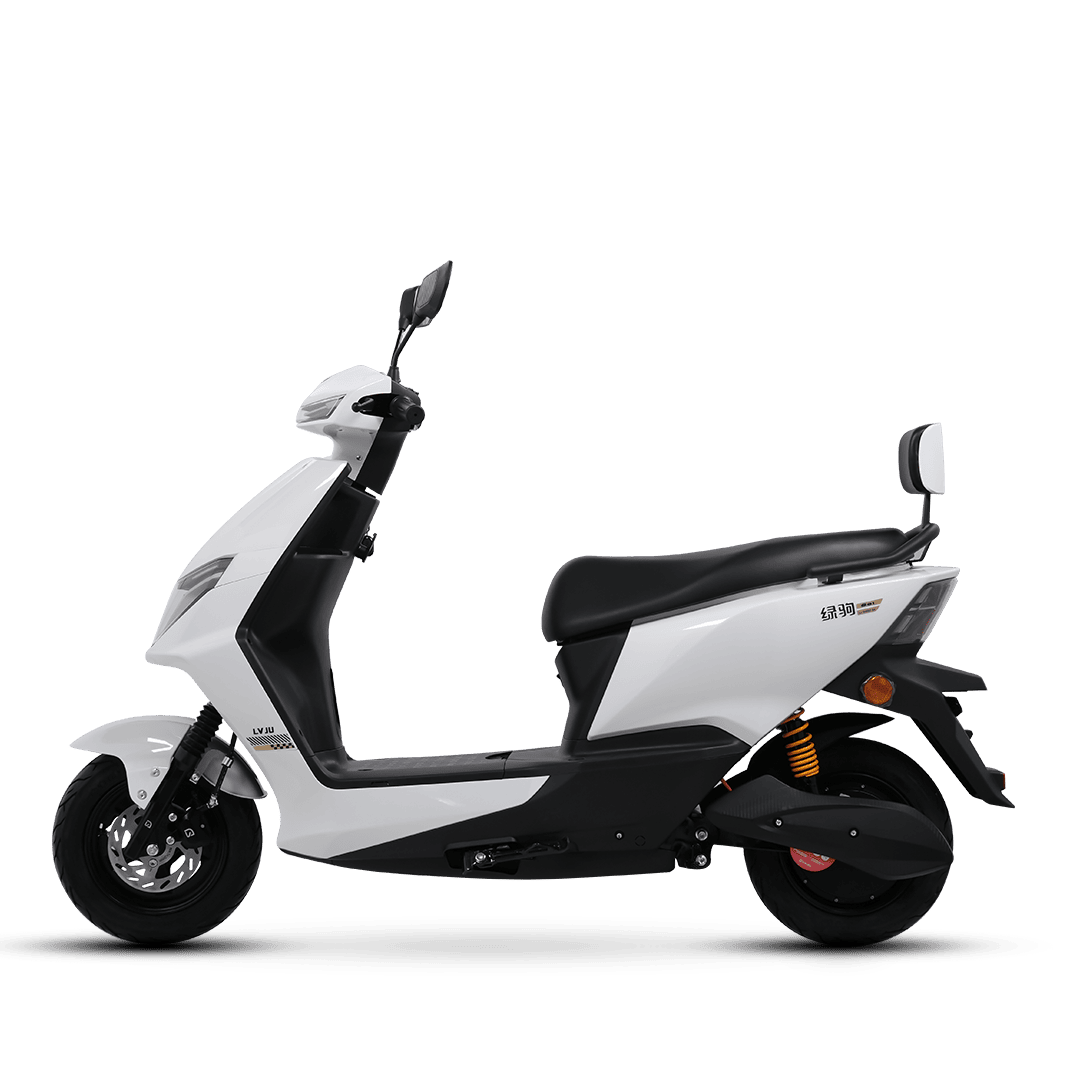 Electric scooter designed for city travel, featuring a sleek white body, comfortable seat, and advanced battery technology for efficient, eco-friendly transportation.