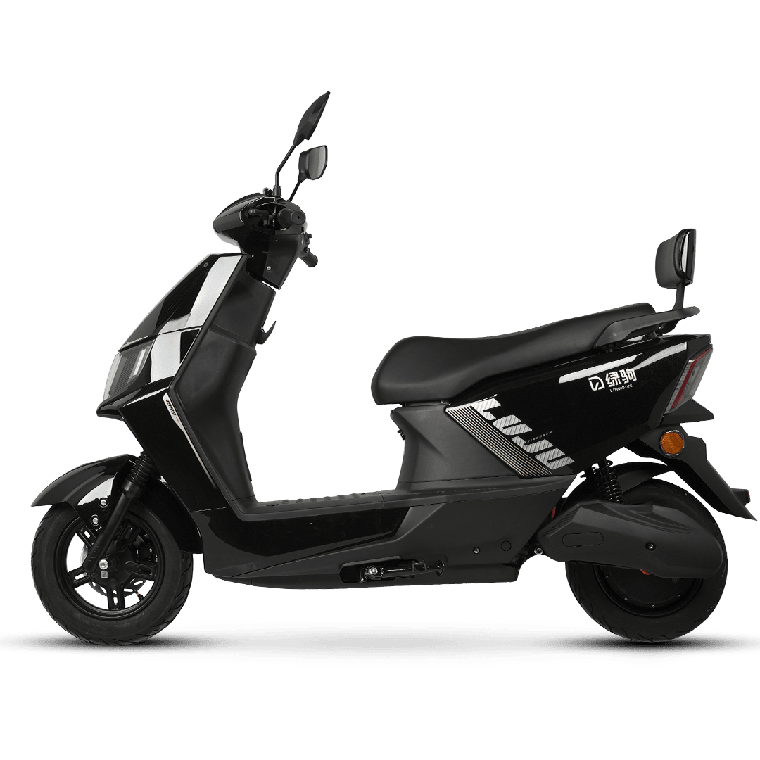 Modern black electric scooter ideal for urban commuting and outdoor adventures, featuring sleek design, comfortable seat, and advanced battery technology.