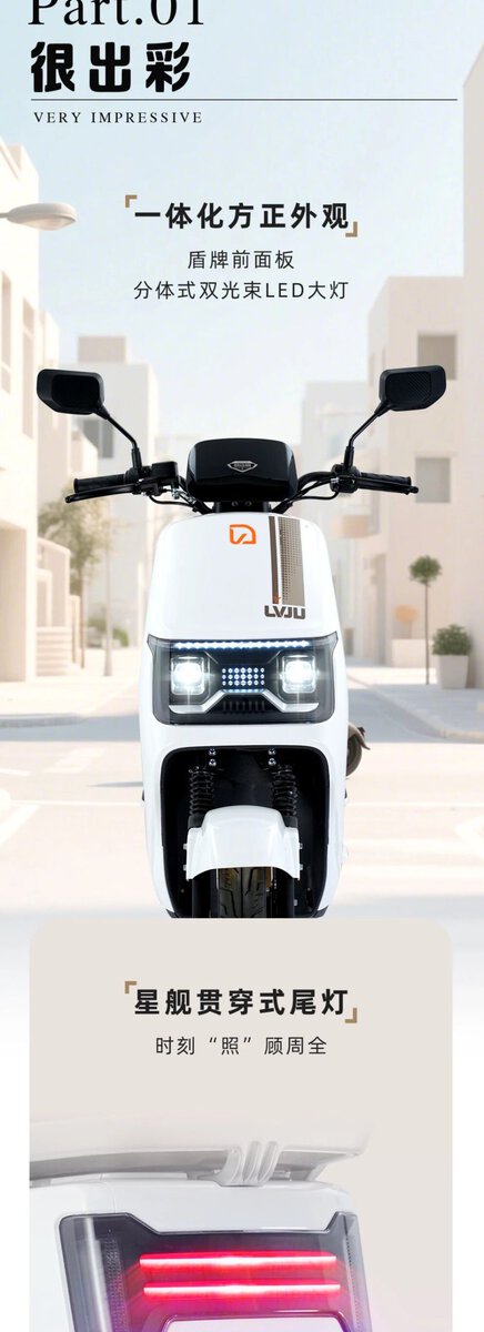 Electric scooter with dual LED headlights and modern design for urban commuting.