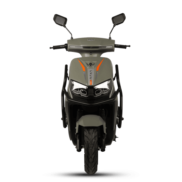Modern electric scooter featuring a sleek lightning-inspired design, ideal for eco-friendly urban transportation and compatible with WooCommerce app integrations.