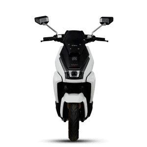 Electric scooter with digital display and modern design for urban commuting.