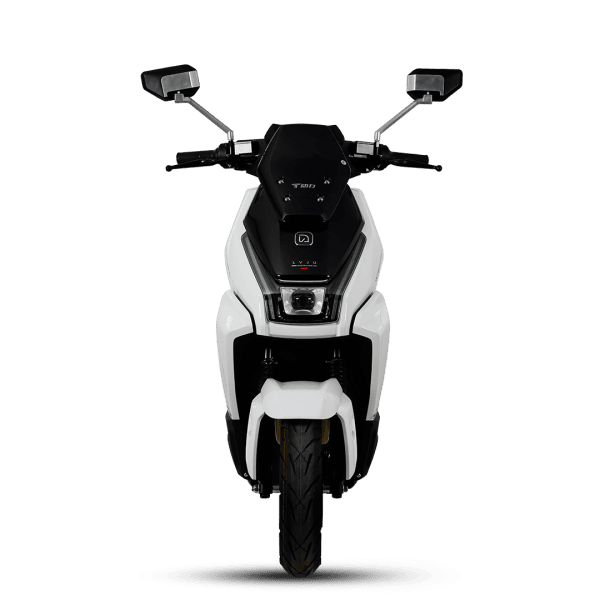Electric scooter with digital display and modern design for urban commuting.