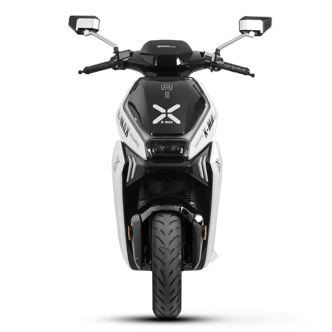 Modern X-MAX electric scooter with sleek design, digital display, and advanced features for urban commuting and eco-friendly transportation.