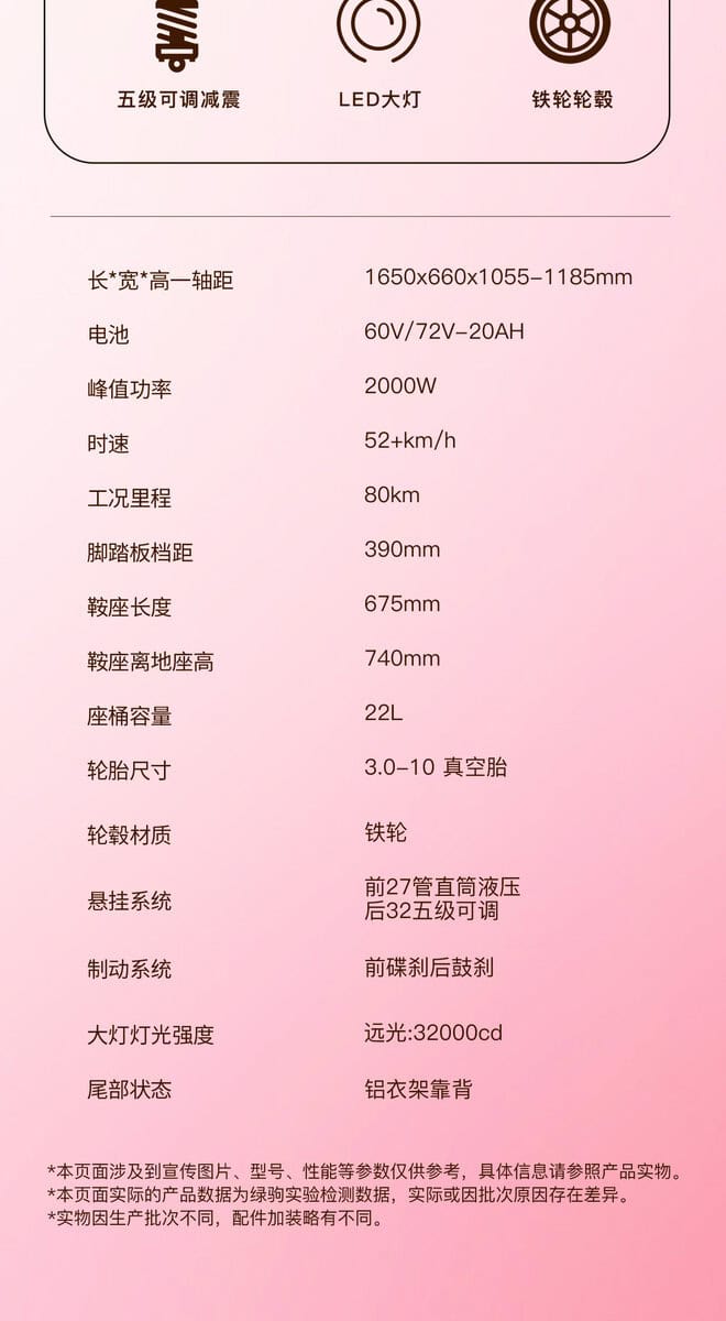 Electric scooter with LED lights and durable tires for efficient salad delivery. Features 60V battery, 2000W motor, and a top speed of 52 km/h, ideal for urban food delivery routes.