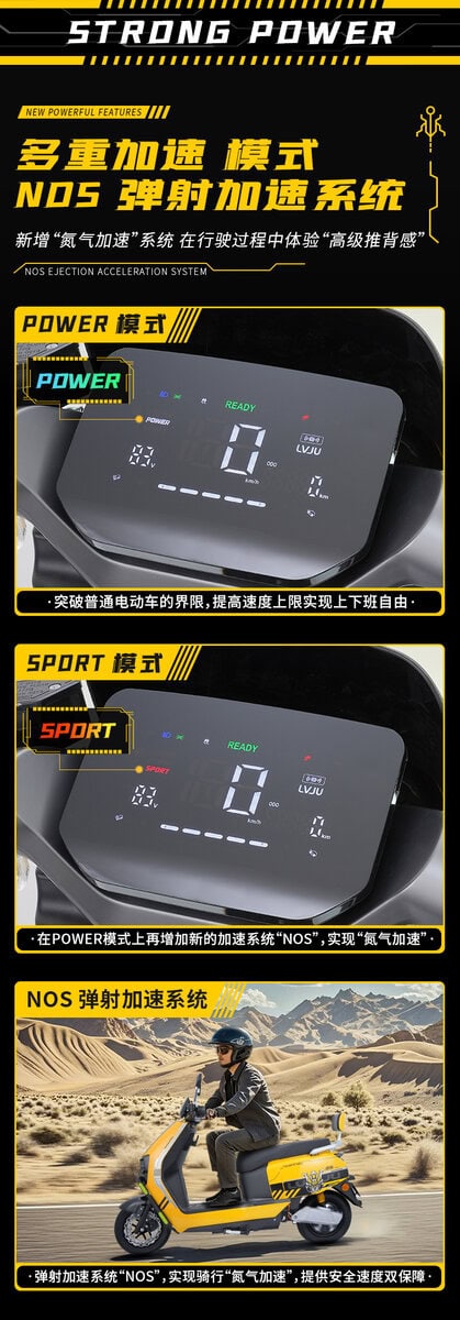 High-resolution digital display of an electric scooter showing speed, battery level, and riding mode. Designed for enhanced visibility and user experience in outdoor environments.