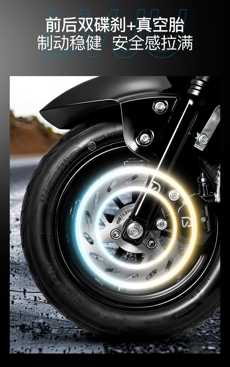 High-quality motorcycle wheel featuring dual disc brakes and advanced suspension, designed for safety and stability. Perfect for enhancing riding experience and ensuring optimal performance.