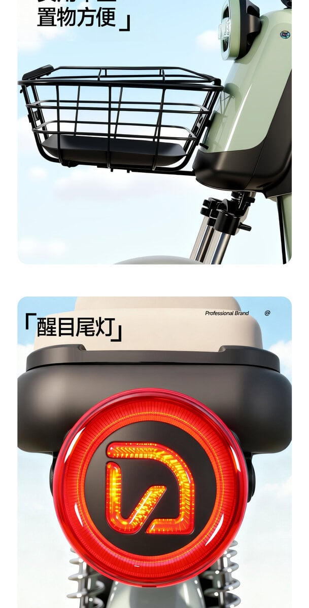 E-scooter and e-bike basket attachment for secure and practical storage, perfect for commuting and delivery.